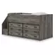 Frandern Warm Gray Twin Loft Bed with Drawer Storage