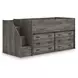 Frandern Warm Gray Twin Loft Bed with Drawer Storage