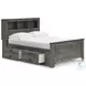 Frandern Gray Full Bookcase Panel Bed with Storage