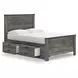 Frandern Black and Gray Full Storage Panel Bed with Nailhead Trim