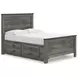 Frandern Black and Gray Full Storage Panel Bed with Nailhead Trim