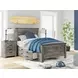 Frandern Black and Gray Full Storage Panel Bed with Nailhead Trim