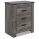 Frandern Gray 2 Drawer Nightstand with USB Charging