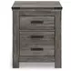 Frandern Gray 2 Drawer Nightstand with USB Charging