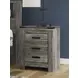 Frandern Gray 2 Drawer Nightstand with USB Charging