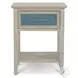 Blue Isles Ocean Blue and Aged Ivory 1 Drawer Woven Nightstand with USB Charging