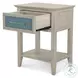 Blue Isles Ocean Blue and Aged Ivory 1 Drawer Woven Nightstand with USB Charging