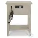 Blue Isles Ocean Blue and Aged Ivory 1 Drawer Woven Nightstand with USB Charging