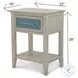 Blue Isles Ocean Blue and Aged Ivory 1 Drawer Woven Nightstand with USB Charging