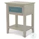 Blue Isles Ocean Blue and Aged Ivory 1 Drawer Woven Nightstand with USB Charging