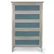 Blue Isles Ocean Blue and Aged Ivory 5 Drawer Woven Chest
