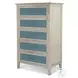 Blue Isles Ocean Blue and Aged Ivory 5 Drawer Woven Chest