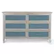 Blue Isles Ocean Blue and Aged Ivory 6 Drawer Woven Dresser