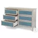 Blue Isles Ocean Blue and Aged Ivory 6 Drawer Woven Dresser