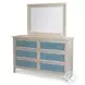 Blue Isles Ocean Blue and Aged Ivory 6 Drawer Woven Dresser