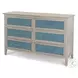 Blue Isles Ocean Blue and Aged Ivory 6 Drawer Woven Dresser