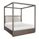 Ashford Lane Dark Umber and Milo Ivory King Upholstered Poster Bed