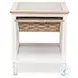 Ocean Mist Weathered White 1 Basket Rectangular End Table