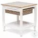 Ocean Mist Weathered White 1 Basket Rectangular End Table