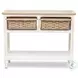 Ocean Mist Weathered White 2 Basket Rectangular Console Table