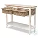 Ocean Mist Weathered White 2 Basket Rectangular Console Table