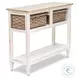 Ocean Mist Weathered White 2 Basket Rectangular Console Table