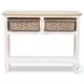 Ocean Mist Weathered White 2 Basket Rectangular Console Table