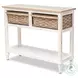 Ocean Mist Weathered White 2 Basket Rectangular Console Table