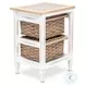 Ocean Mist Weathered Wood and White Distressed 2 Basket Storage Cabinet