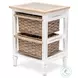 Ocean Mist Weathered Wood and White Distressed 2 Basket Storage Cabinet