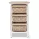 Ocean Mist Weathered Wood and White Distressed 3 Basket Storage Cabinet