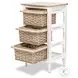 Ocean Mist Weathered Wood and White Distressed 3 Basket Storage Cabinet