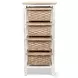 Ocean Mist Weathered Wood and White Distressed 4 Basket Vertical Storage Cabinet