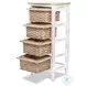Ocean Mist Weathered Wood and White Distressed 4 Basket Vertical Storage Cabinet