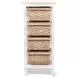 Ocean Mist Weathered Wood and White Distressed 4 Basket Vertical Storage Cabinet