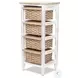 Ocean Mist Weathered Wood and White Distressed 4 Basket Vertical Storage Cabinet