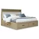 Calmoro Gray Wash and White Upholstered Bookcase Storage Panel Bedroom Set with USB Charging