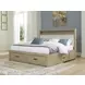 Calmoro Gray Wash and White Upholstered Bookcase Storage Panel Bedroom Set with USB Charging