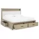 Calmoro Gray Wash and White Queen Upholstered Bookcase Storage Panel Bed with USB Charging