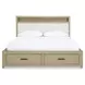 Calmoro Gray Wash and White Upholstered Bookcase Storage Panel Bedroom Set with USB Charging