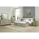 Calmoro Gray Wash and White Upholstered Bookcase Storage Panel Bedroom Set with USB Charging