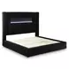 Agrander Black King Upholstered Platform Bed with LED