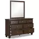 Danabrin Brown 7 Drawer Dresser and Rectangular Mirror