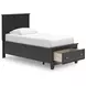 Lanolee Black Twin Storage Panel Bed