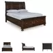 Porter Rustic Brown Sleigh Queen Storage Bed