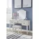 Robbinsdale Antique White Mirrored Vanity Desk with Bench