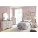 Realyn Chipped White and Brown 6 Drawer Dresser and Arched Mirror