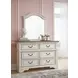 Realyn Chipped White and Brown 6 Drawer Dresser and Arched Mirror