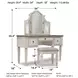 Realyn Chipped White Vanity with Mirror and Stool