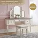 Realyn Chipped White Vanity with Mirror and Stool